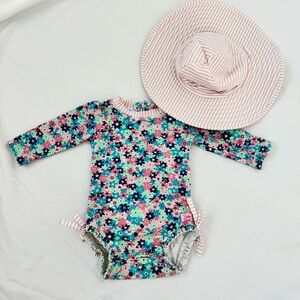 Ruffle Butts Water Lilies Rash Guard One Piece Bathing Suit